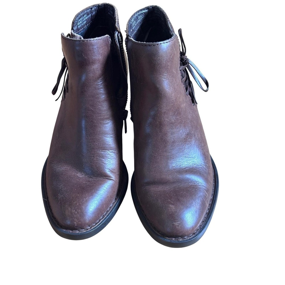 Born Brown Leather Fringe Lace Up Ankle Boots Women Size 6 M